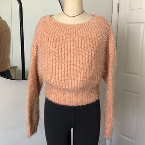 Peach Fuzzy Ribbed Sweater: Cotton Candy LA - M/L